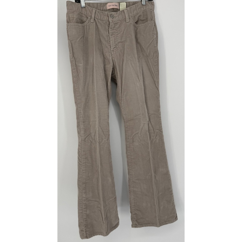 Y2K Low Rise Flare Corduroy Pants Beige Taupe 2000s Bootcut